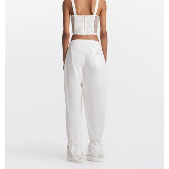 DION LEE  NWOT Unisex White Eyelet Tie Parachute Pant - Picture 2 of 11